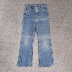 VTG 70s ELY Medium Wash 26x30 Flared Bell Bottom Blue Denim Jeans